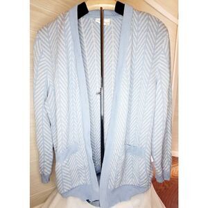 Phillipe Marques Vintage Baby Blue Herringbone Fall Sweater Cardigan Size 14 XL